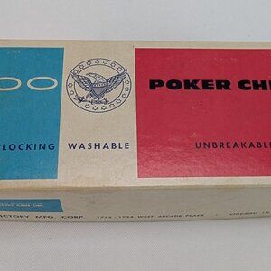 Vintage Victory Game Interlocking Poker Chips 100 Count Red White Blue 2026/100